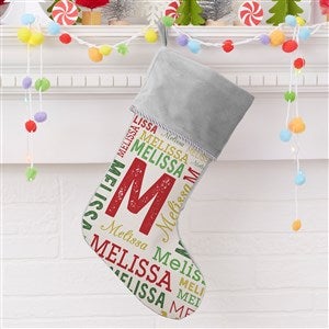 Name & Monogram Personalized Grey Christmas Stocking