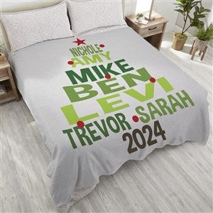Christmas Family Tree Personalized 90x90 Plush Queen Fleece Blanket