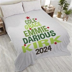 Christmas Family Tree Personalized 90x108 Plush King Fleece Blanket