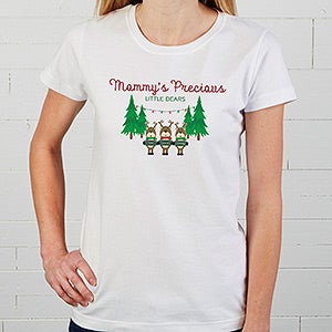 Reindeer Family Personalized Ladies Fitted Shirt - Ladies X-Large - Black