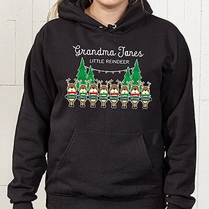 Reindeer Family Personalized Hooded Sweatshirt - Adult X-Large - Black