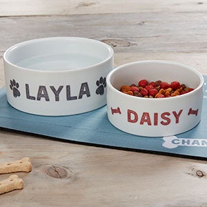 Personalized Dog Bowls - Farmhouse Design - 19441