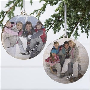 Family Memories Premium Photo Ornament - 2 Sided Wood