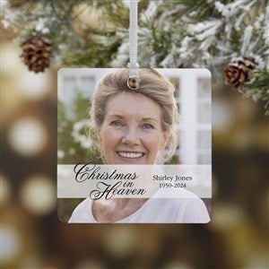 Christmas In Heaven Memorial Square Photo Ornament - 1 Sided Metal