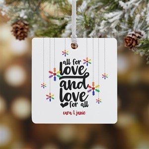Love Wins Personalized Pride Square Photo Ornament- 2.75 Metal - 1 Sided