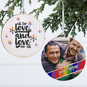 Love Wins Personalized Pride Ornament - 2 Sided Wood