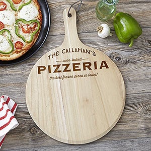 Engraved Wood Pizza Peel Gift Set - Family Pizzeria