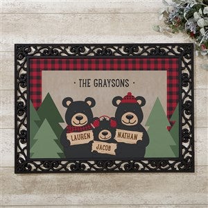 Personalized Holiday Doormat 18x27 - Black Bear Family