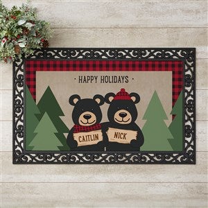 Personalized Holiday Doormat 20x35 - Black Bear Family