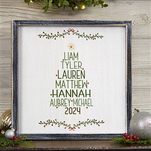 Family Christmas Tree 12x12 Blackwashed Wood Wall Art