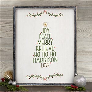 Family Christmas Tree 14x18 Blackwashed Wood Wall Art