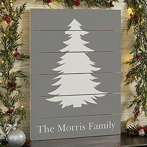 Winter Silhouette 16x20 Personalized Wooden Slat Sign