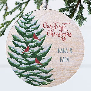Grandparent's First Christmas Personalized Wood Ornament