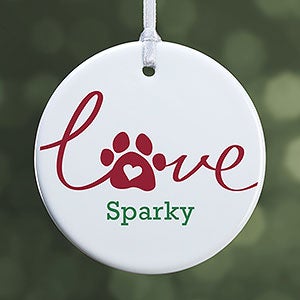 Love Has 4 Paws Personalized Dog Ornament