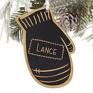 Family Winter Mitten Engraved Black Wood Ornament