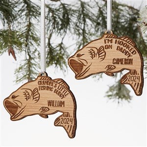 Bass Fish Personalized Natural Wood Christmas Ornament