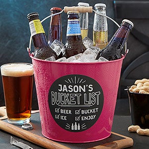 Bucket List Personalized Pink Metal Beer Bucket