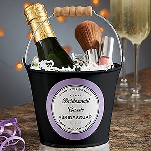 Wedding Party Favor Personalized Mini Metal Bucket - Black