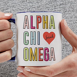 0 Alpha Chi Omega Personalized Coffee Mug - 11oz Blue