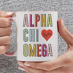 0 Alpha Chi Omega Personalized Coffee Mug - 11oz Pink