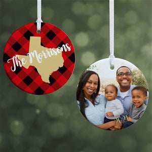 State Pride Buffalo Check Personalized Ornament-2.85" Glossy - 2 Sided - #19646-2