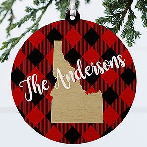 State Pride Buffalo Check Personalized Ornament-3.75" Wood - 1 Sided - #19646-1W