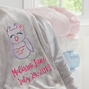 Embroidered Pink Baby Girl Blanket