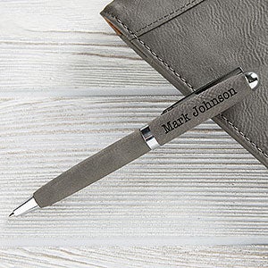Signature Series Personalized Leatherette Pen-Charcoal - #19688-C