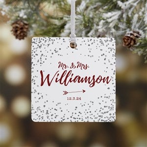 Sparkling Love Personalized Wedding Square Photo Ornament