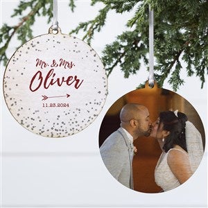Sparkling Love Personalized Wood Photo Wedding Ornament