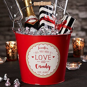 All You Need Is Love And... Personalized Red Metal Gift Bucket