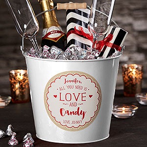 All You Need Is Love And... Personalized White Metal Gift Bucket