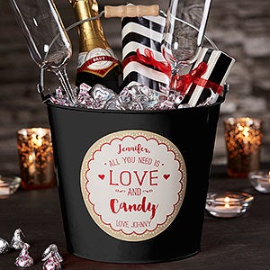 All You Need Is Love And... Personalized Black Metal Gift Bucket