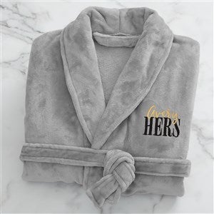 His or Hers Embroidered Luxury Fleece Robe - Grey