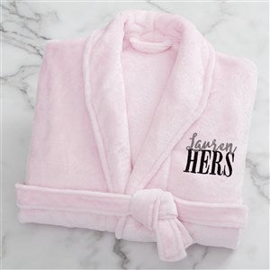 His or Hers Embroidered Luxury Fleece Robe - Pink
