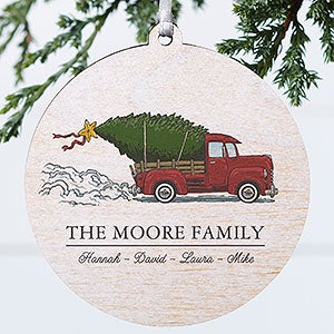 Classic Christmas Vintage Truck Custom Wood Ornament