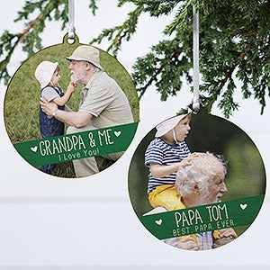 Grandparents Established Personalized Photo Ornament - 2 Sided Wood