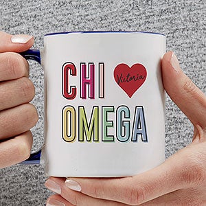 0 Chi Omega Personalized Coffee Mug - 11oz Blue