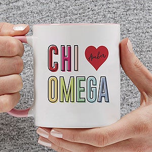 0 Chi Omega Personalized Coffee Mug - 11oz Pink