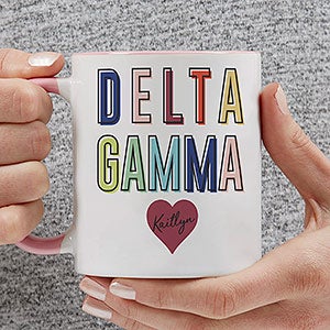 0 Delta Gamma Personalized Sorority Mug - 11oz Pink