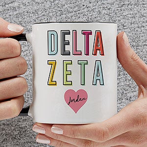 0 Delta Zeta Personalized Sorority Mug - 11oz Black