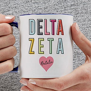 0 Delta Zeta Personalized Sorority Mug - 11oz Blue
