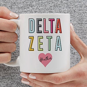 0 Delta Zeta Personalized Sorority Mug - 11oz White