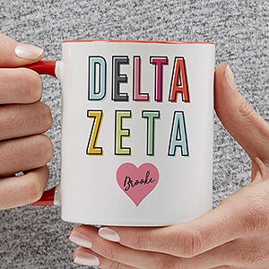 0 Delta Zeta Personalized Sorority Mug - 11oz Red
