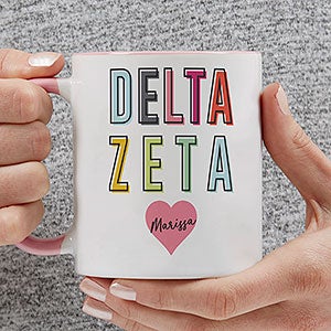 0 Delta Zeta Personalized Sorority Mug - 11oz Pink