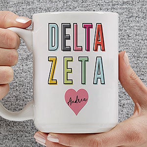 0 Delta Zeta Personalized Sorority Mug - 15oz White