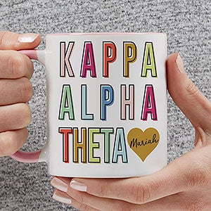 0 Kappa Alpha Theta Personalized Sorority Mug - 11oz Pink