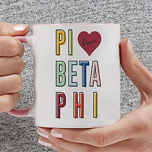 0 Pi Beta Phi Personalized Sorority Mug - 11oz Pink