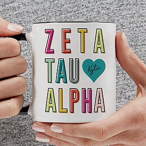 0 Zeta Tau Alpha Personalized Sorority Mug - 11oz Black
