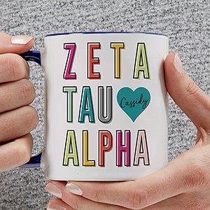 0 Zeta Tau Alpha Personalized Sorority Mug - 11oz Blue